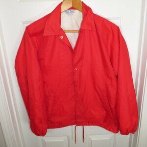 VINTAGE Sears Mens Store Red Coaches Jacket Full Snap Up Size Small -Regular